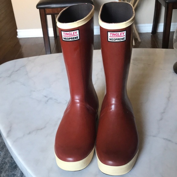 Tingley Reddish Brown Unisex Neoprene Waterproof Work Boots w/Cream Soles-Size 7 - Picture 1 of 11